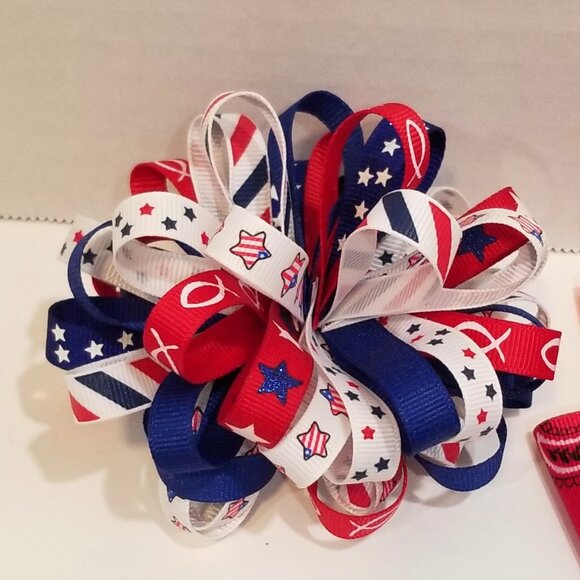 Girls' Custom Hairbows, Lot of 8, Patriotic, EUC - Picture 3 of 15